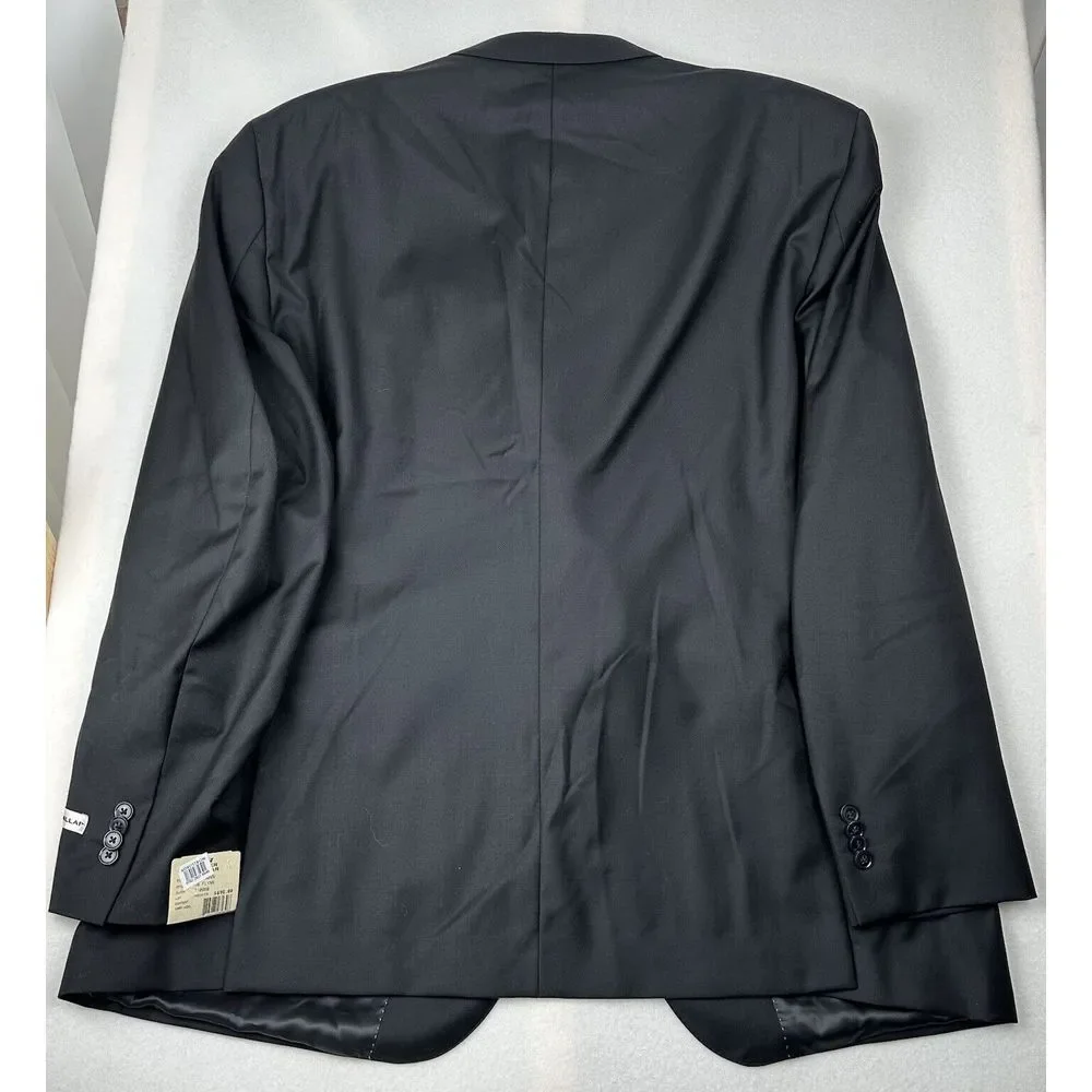 NWT Peter Millar Men's Flynn Suit Jacket 54T Black Classic Fit Solid Wool Blazer